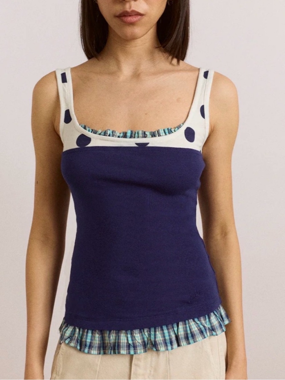 Damson Madder Idelle Jersey Tank Top Polka Dots